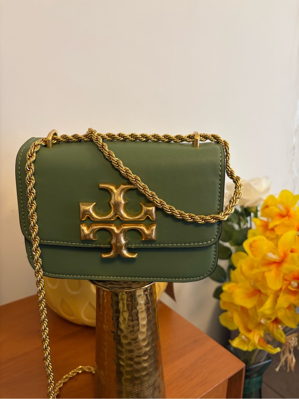 Tory Burch Olive Green Fleming Mini Chain Shoulder Bag
